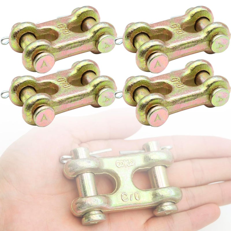 Terixe 4 Pack 3/8 Inch Twin Clevis Link, Alloy Steel Chain Repair Links for Safety Chains - 3/8 Chain Link Connector, Working Load Capacity of 6600 lbs - Image 1